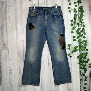 Ralph Lauren boho Distressed Patch Petite 10 Jeans